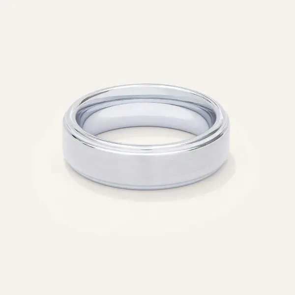 Tungsten Carbide Brushed Step Edge Band
