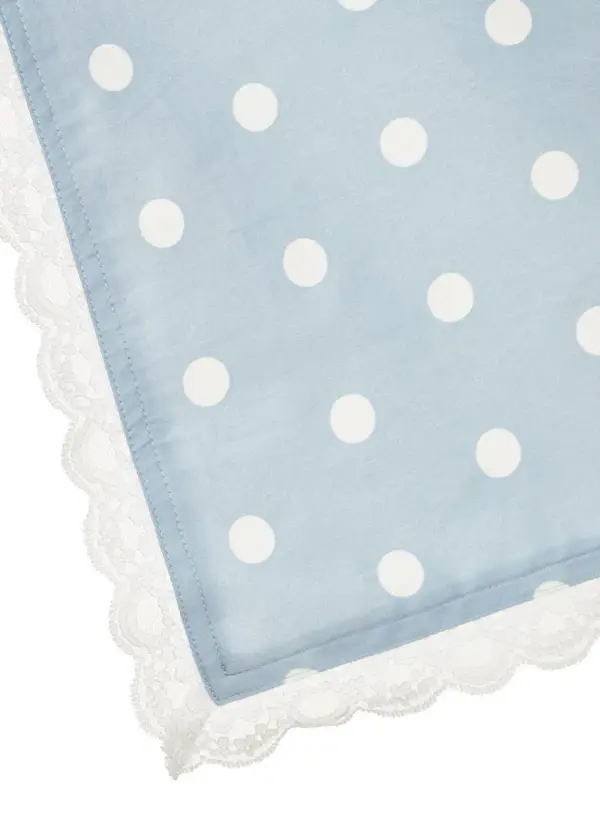 Blue Polka Dot Square Headscarf — Blue