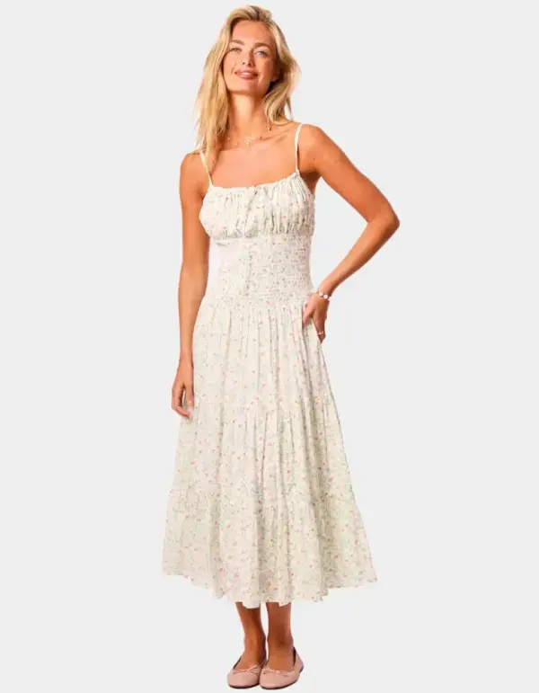 AMY JANE LONDON Mae Drop Waist Womens Midi Dress - MULTI