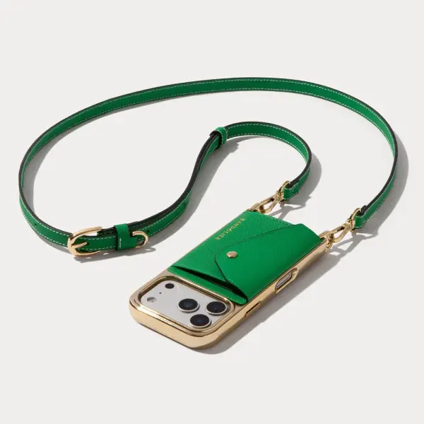 Donna Chrome Crossbody Phone Case - Fern Green/Gold