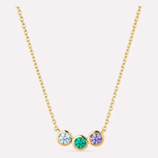 Birthstone Necklace - 3 Stone Birthstone Necklace