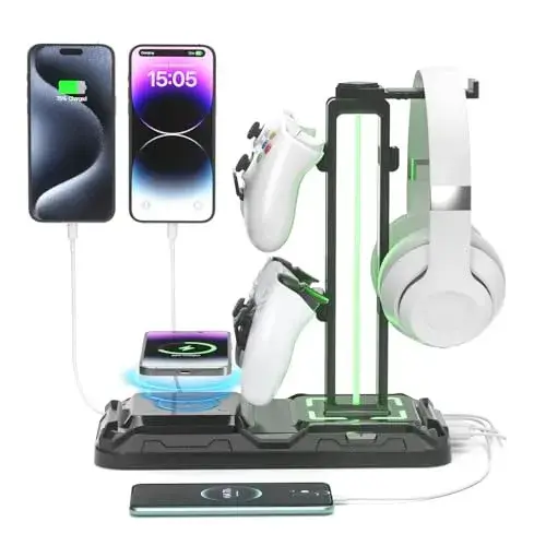 Headphone & Controller Stand with Wireless Charging