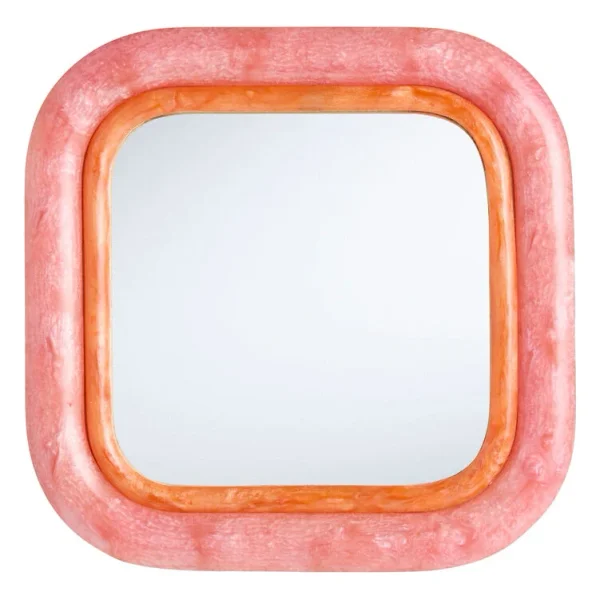 Square Pink Retro Mini Wall Mirror