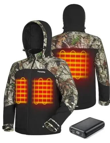 TIDEWE Heated Jackets for Men with Battery Pack, 180G Insulation Work Jackets, Water-resistant Coat (Black, Size XL)