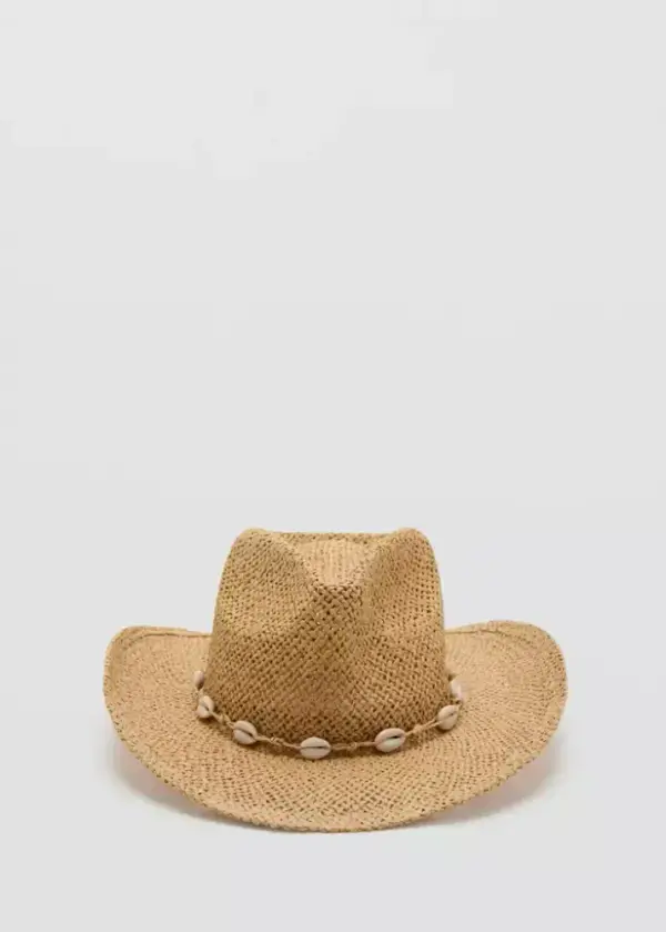 Natural-fiber hat with shells - Women | MANGO USA