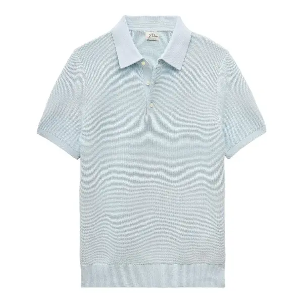 Short-Sleeve Sweater-Polo in Pima Cotton