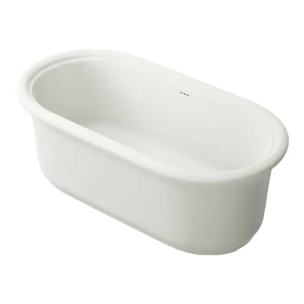 Kohler x Studio McGee Claude 66" Free Standing Solid Surface Soaking Tub with Center Drain and Drain Assembly