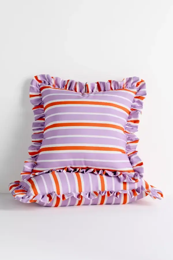 Maeve by Anthropologie Striped Ruffle Indoor/Outdoor Pillow
