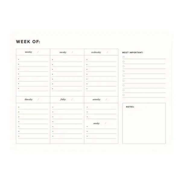 Weekly Desk Planner