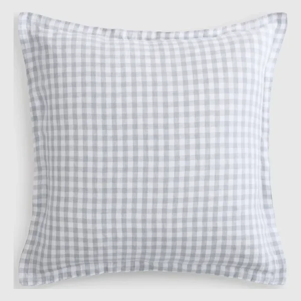 European Linen Gingham Euro Sham in Blue Fog