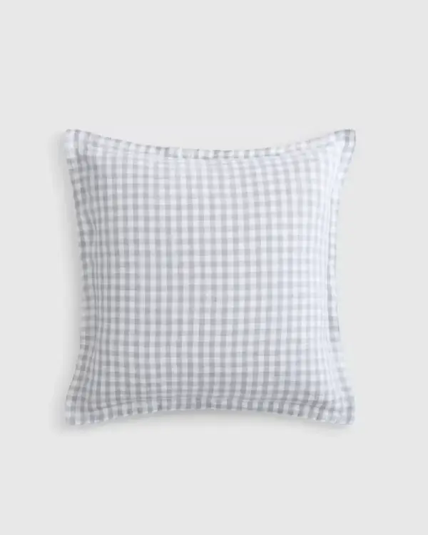 European Linen Gingham Euro Sham in Blue Fog