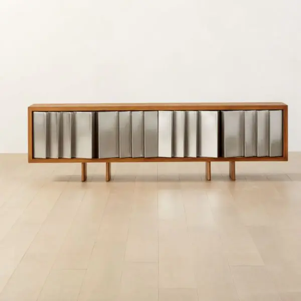 Kibo 83 Steel And Oak Wood Media Console