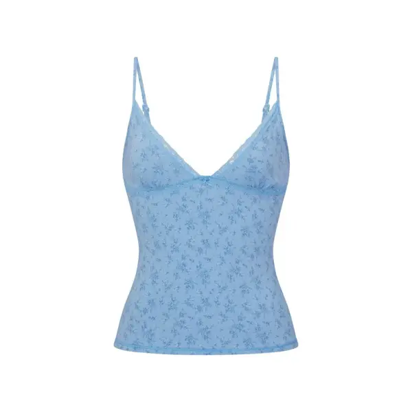 LIGHTWEIGHT COTTON LACE CAMI AND BOY SHORT SET | SURF DAINTY FLORAL PRINT