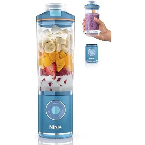 Ninja Blast Max, Portable Blender + Twist & Go, Personal Smoothie, Blend, Ice Crush, 3 Programs, Cordless, 22oz removable Vessel, Dishwasher Safe, Leakproof, Blue Raspberry, BC251BL2