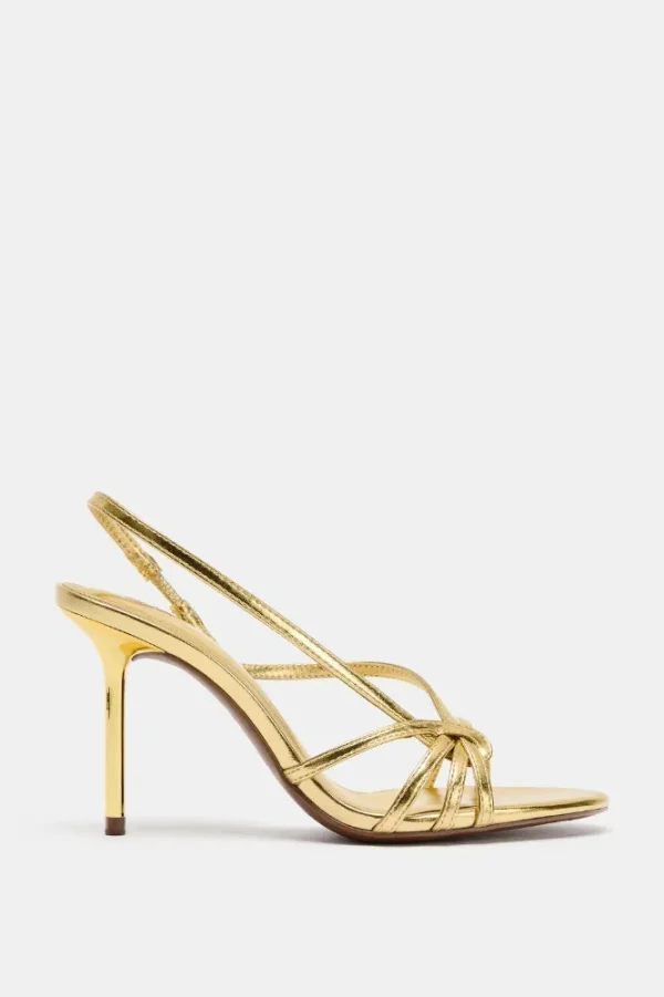 LAMINATED STRAP HEELED SANDALS