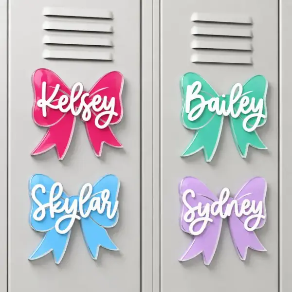 Personalized Coquette Bow Kids Name Locker Magnet, Kids Name Whiteboard Magnet, Nursery Decorations Magnets For Kids, Back To School Gift