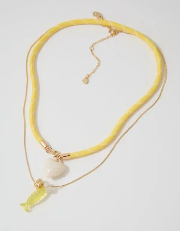 Aerie Chunky Heart Rope Charm Necklace