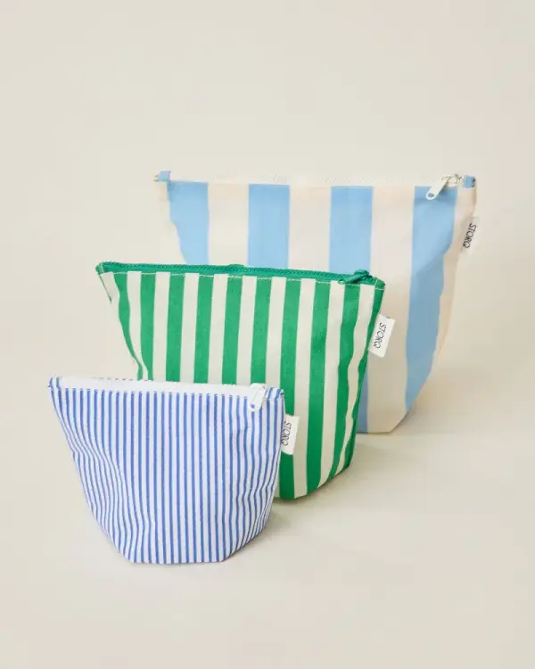 Zipper Pouch Three-Piece Set | Stripe