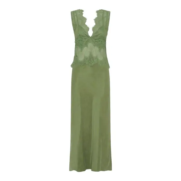 Visions Lace Deep V Maxi Dress