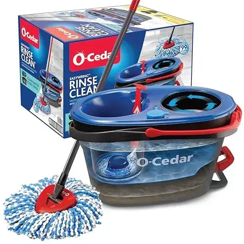 O-Cedar RinseClean Spin Mop & Bucket System | Clean with Water | Removes 99% of Bacteria Plastic