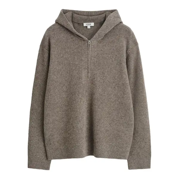 Knitted Merino-Yak Zip-Up Hoodie
