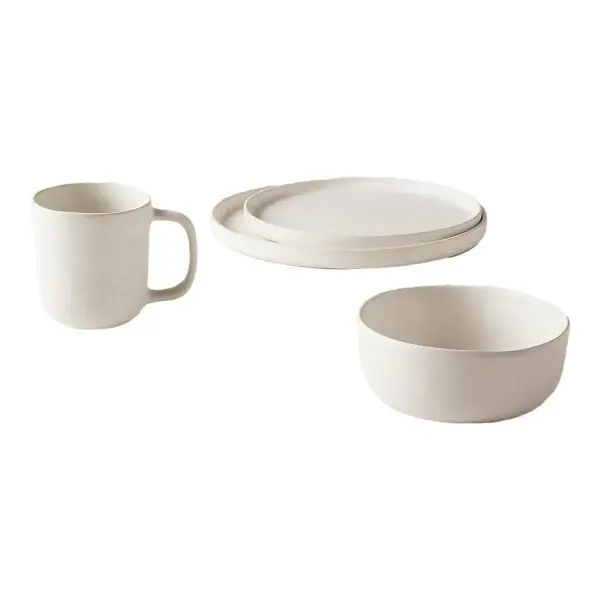 Drift 4 Piece Dinnerware Set With Soup Bowl With Reactive Glaze