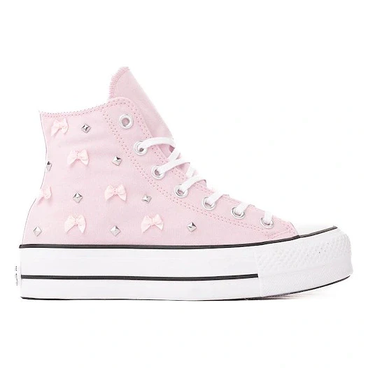 Womens Converse Chuck Taylor All Star Lift Dressed Up Bows & Studs High-Top Sneaker - Pink Frosting