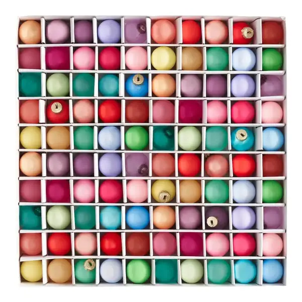 Set of 100 Good Cheer Bauble Miniature Ornaments