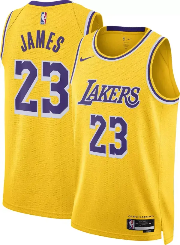 Nike Youth Los Angeles Lakers LeBron James #23 Yellow Swingman Icon Jersey