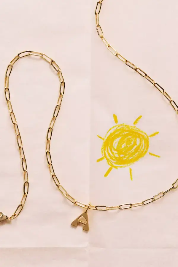 By Anthropologie Initial Pendant Paperclip Chain Necklace