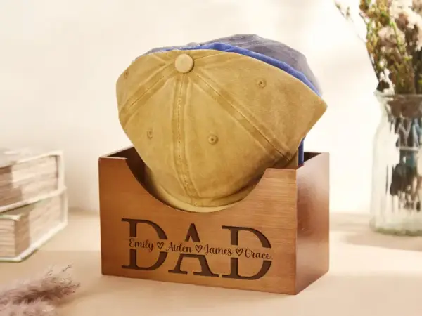Personalized Hat Holder,Engraved Cap Stand,Father's Day Gift for Him,Baseball Cap Organizer for Dad,Hat Storage Box Best Dad Ever Gifts