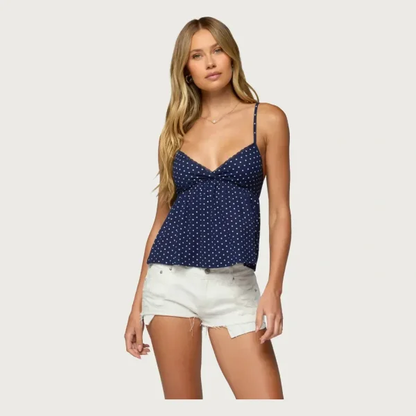 Belen Polka Dot Lacey Babydoll Top
