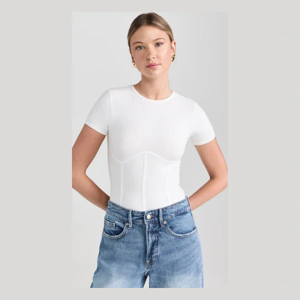 Fleur du Mal Cotton T-Shirt Thong Bodysuit | Shopbop