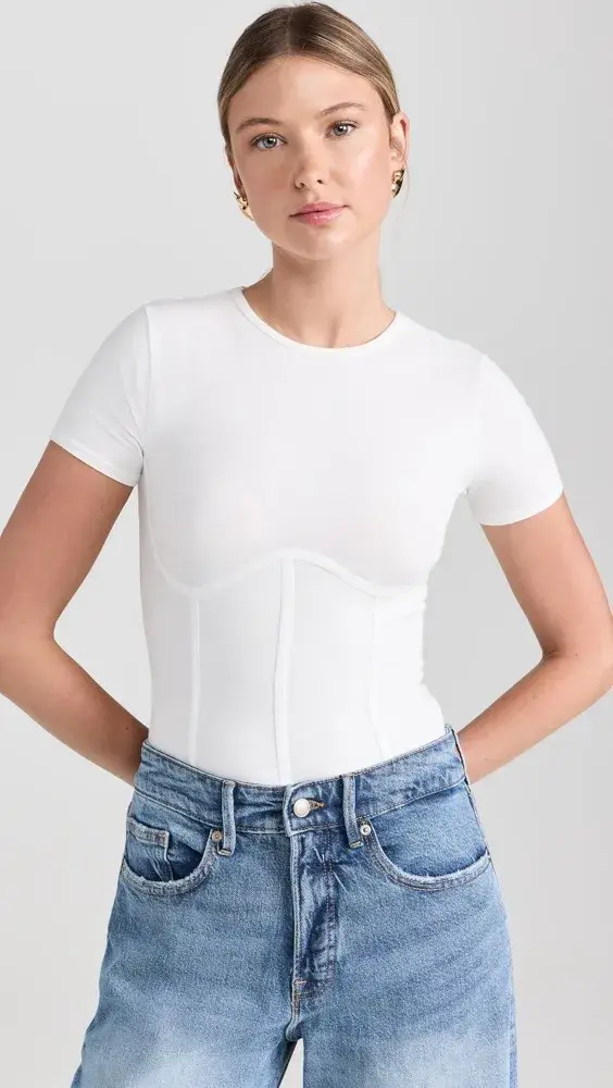 Fleur du Mal Cotton T-Shirt Thong Bodysuit | Shopbop