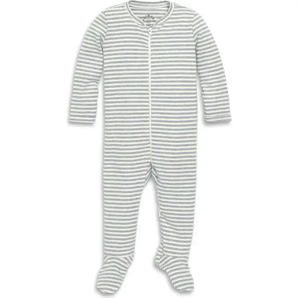 Baby organic zip footie in stripe