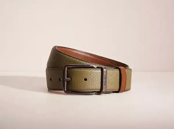 Army Green/Saddle Restored Harness Buckle Cut To Size Reversible Belt, 38 Mm