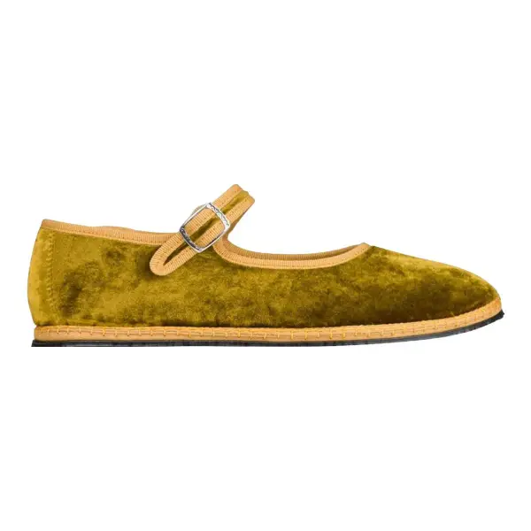 Velvet Mary Janes Flats