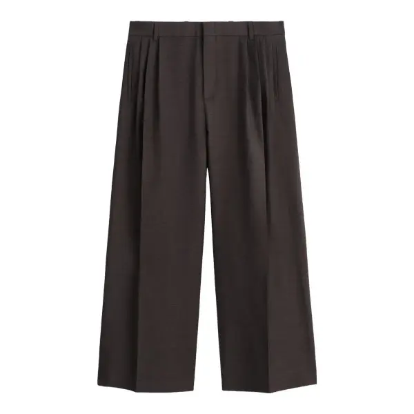 Pleated Wool Relaxed-Fit Wide-Leg Trousers