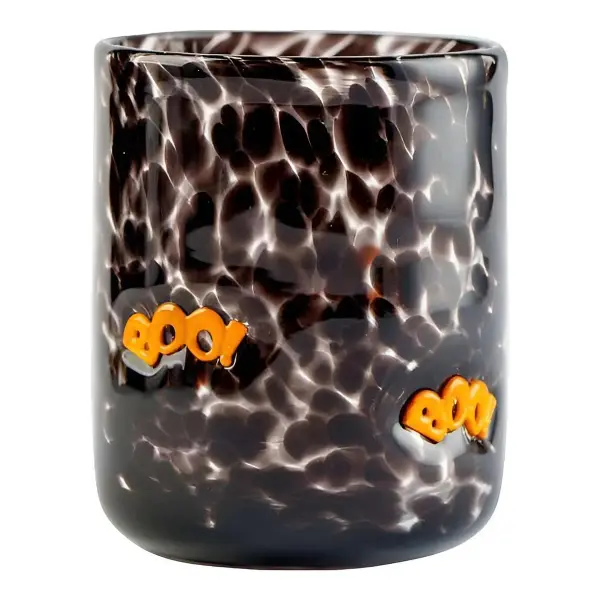 Black Confetti Boo Icon Glass