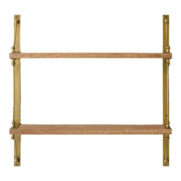 Double Parker Brass And Wood Shelf