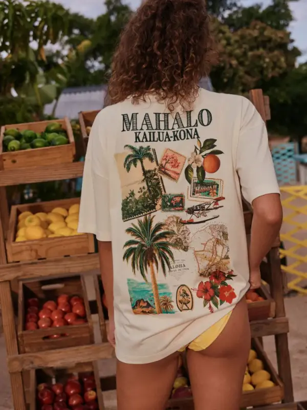 Ecru Graphic Print Beach T-Shirt