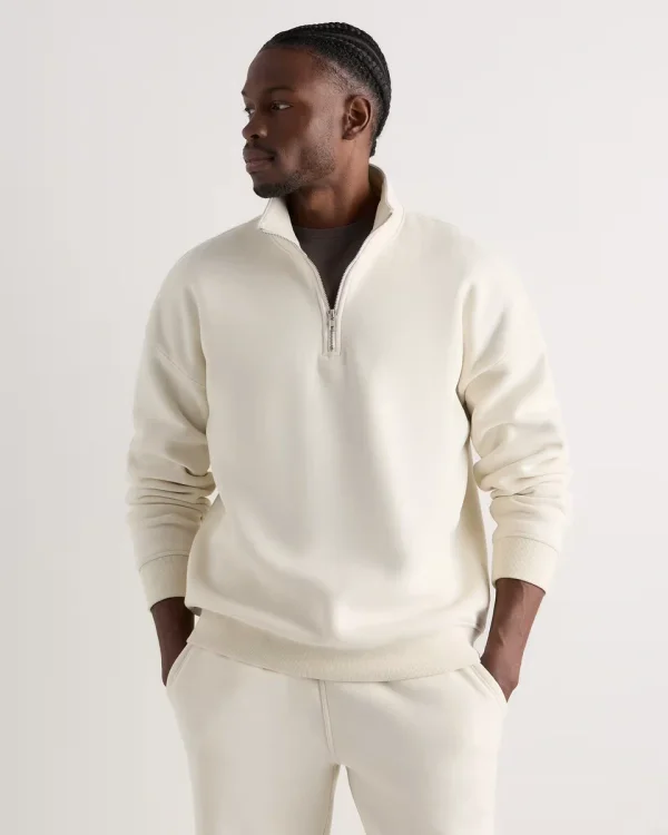 Everyday Fleece Quarter-Zip Sweatshirt in Linen White