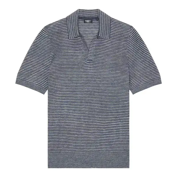 Short-Sleeve Linen Sweater Polo 