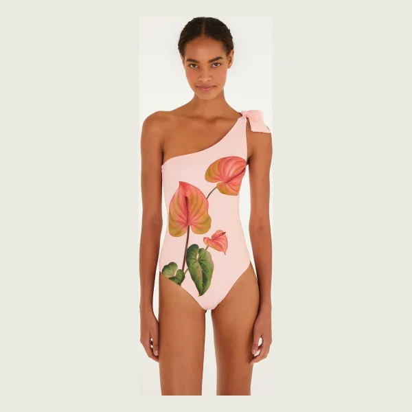 Light Pink Anthurium One Piece Swimsuit