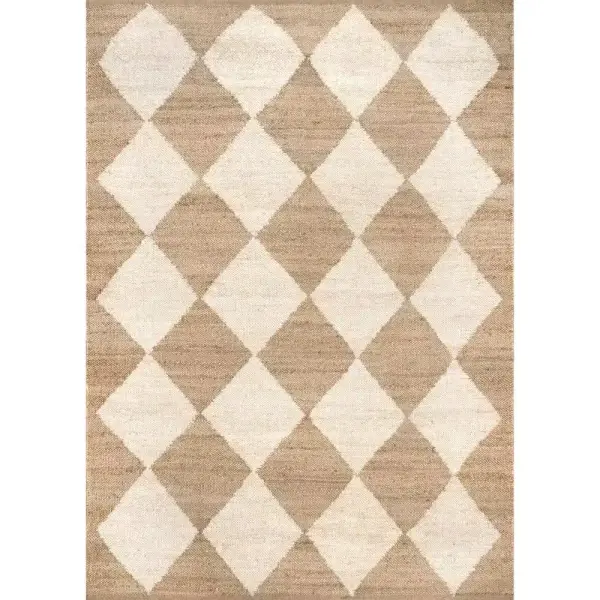 RUGS USA Louie Diamond Checkerboard Jute Natural 10 ft. x 14 ft. Area Rug VCSE01A-10014 - The Home Depot