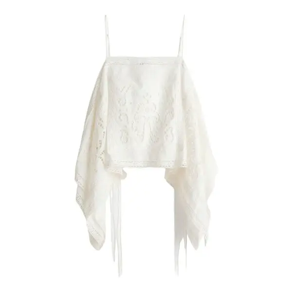 Strappy Camisole Top with Eyelet Embroidery