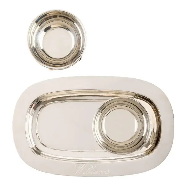 Silver And Leather Horsebit Serving Set