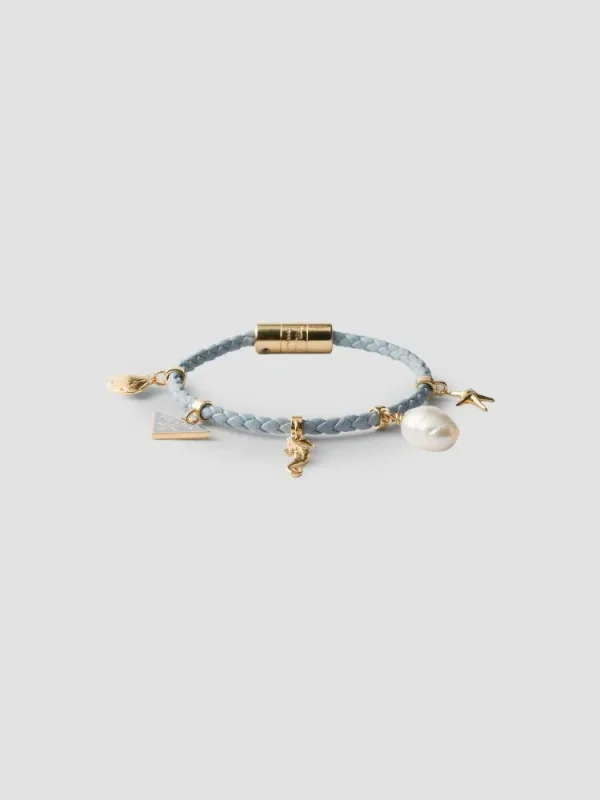 Prada Braided Nappa Leather Charm Bracelet | Saks Fifth Avenue