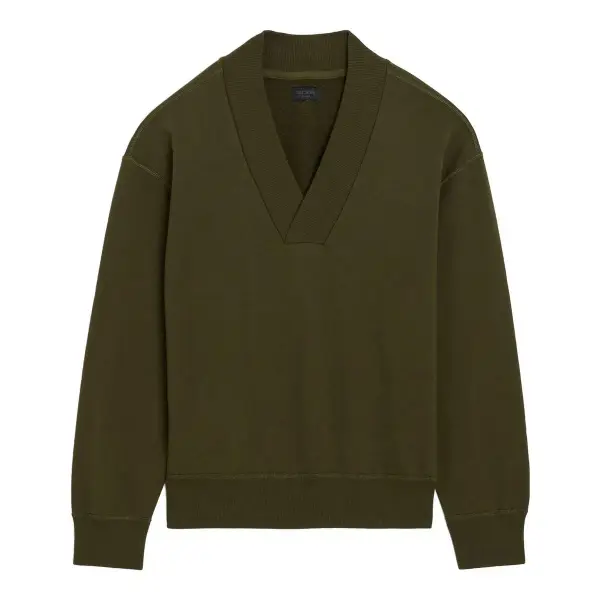 Relaxed Portuguese Terry V Neck Sweatshirt