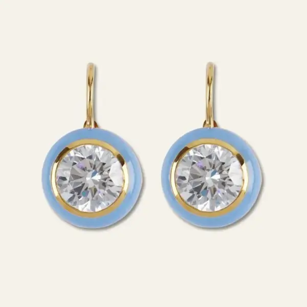 Enamel Bezel Drop Earring